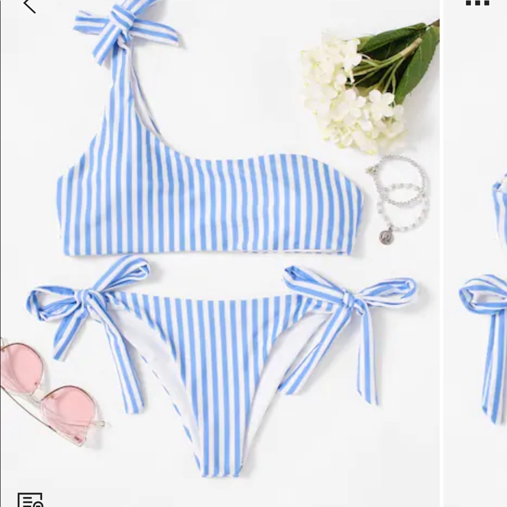 barley worn striped bikini set